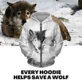 Wolf Zip up Hoodie Save a Wolf | Wolf-Horde